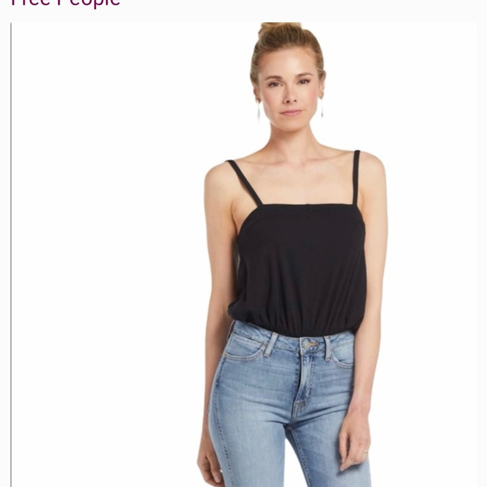 Free People Black Square-Neck Tank Cami